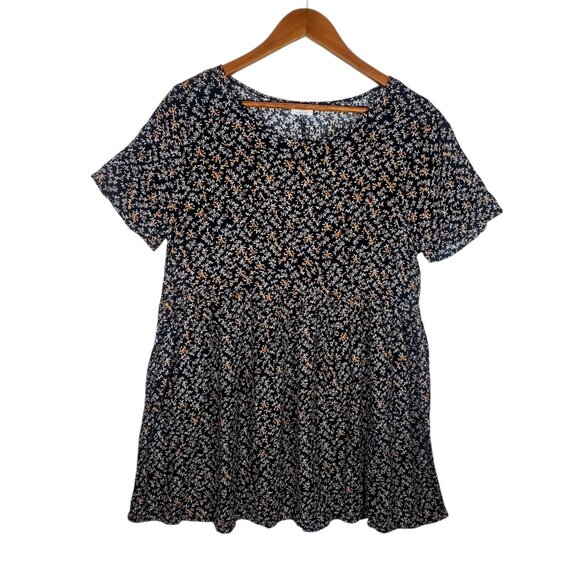 CottonOn Black Floral Babydoll Mini Dress Women S Grunge Goth Coquette Fairycore - Picture 1 of 7